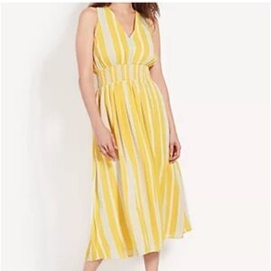 Ann Taylor Dress NWT Yellow Blue Stripe Midi Size SP